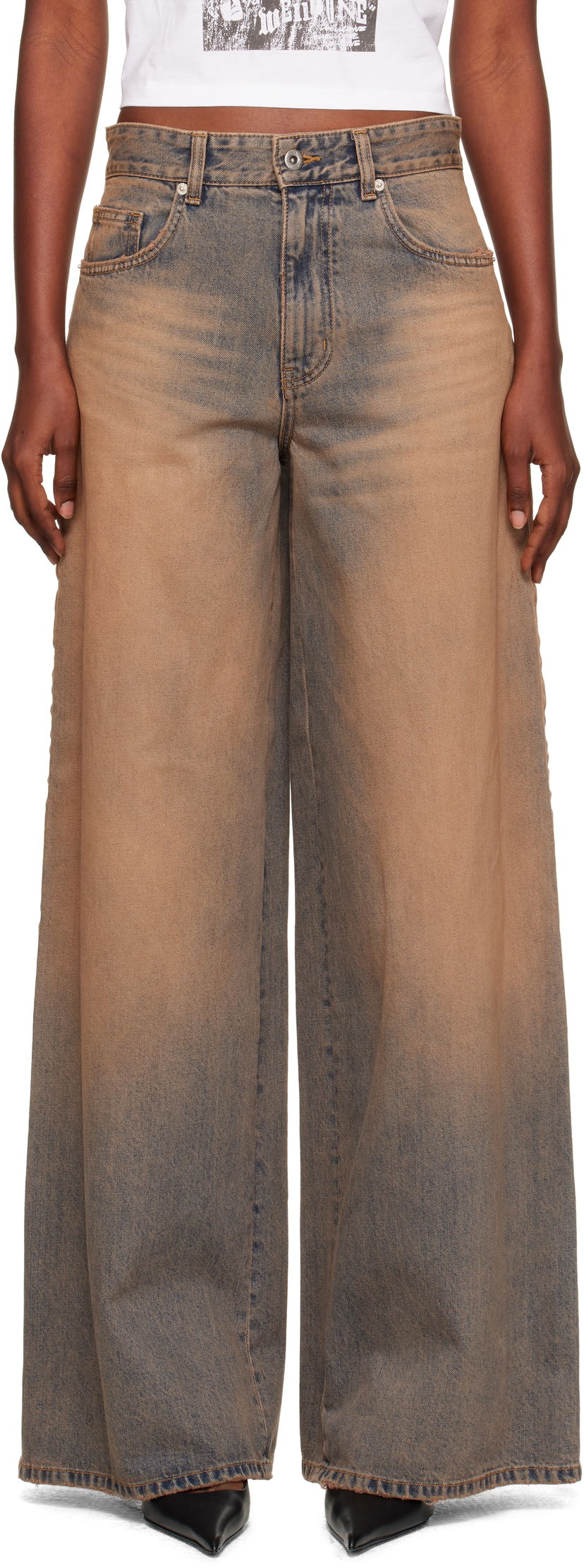 Jeans We11done We11done Wide Leg Jeans Ruskea | WD-DP2-25-339-W-BG