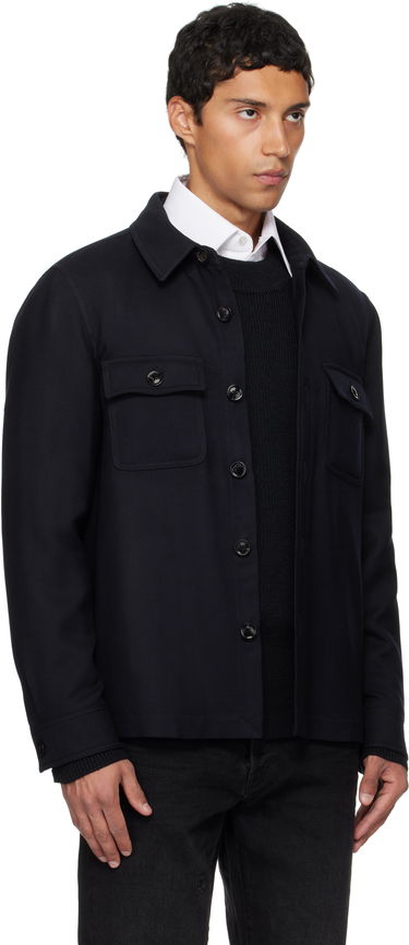 Takki Tom Ford TOM FORD Light Wool Chest Pocket Overshirt Tummansininen | OJS016-FMW063, 1