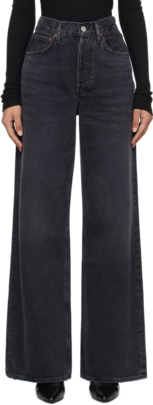 Jeans AGOLDE High Rise Wide Leg Jeans Musta | A198-1157