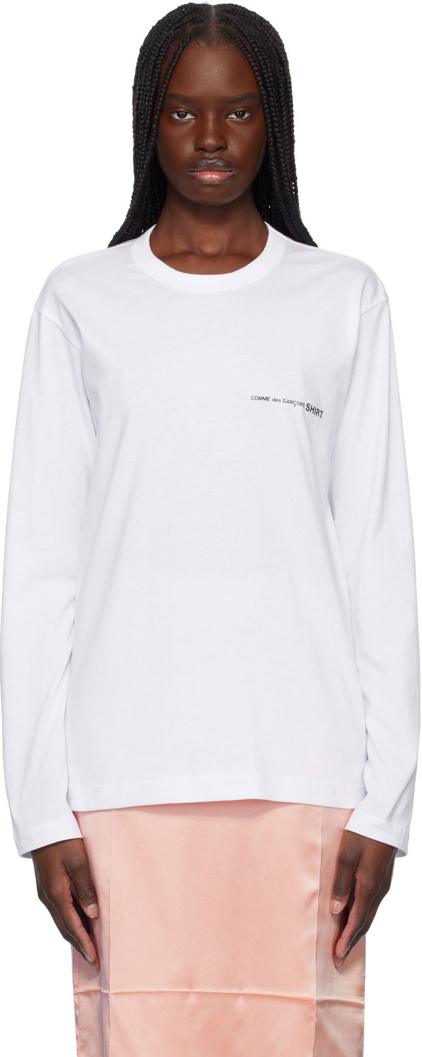 T-paita Comme des Garçons CDG Shirt Basic Logo Long Sleeve T-Shirt Valkoinen | FO-T025-051