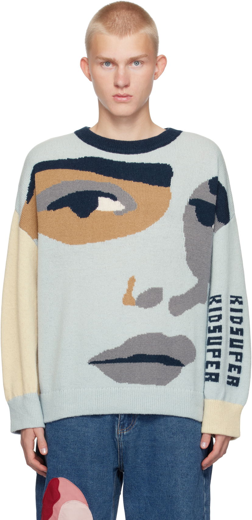 Villapaita KidSuper Boxy Face Sweater Sininen | AW24-SW-11