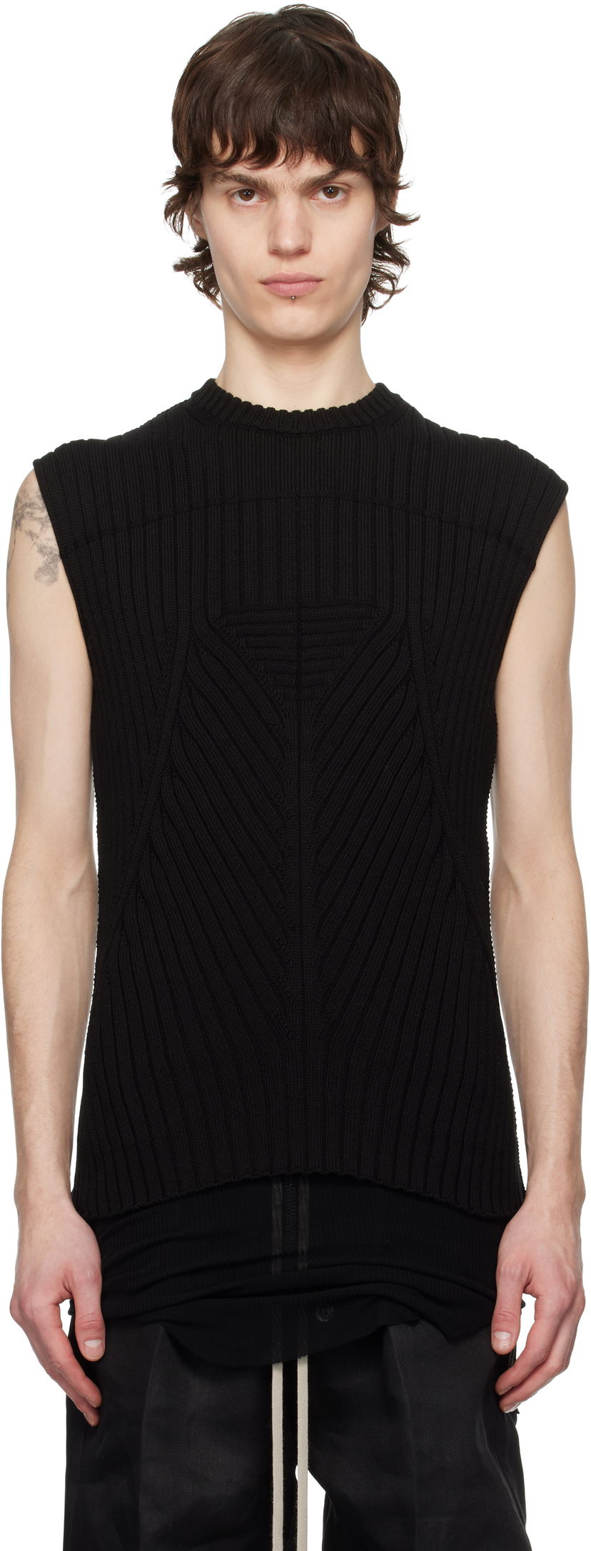 Villapaita Rick Owens Rick Owens Hollywood Knit Vest Musta | RU01E5662 KEC