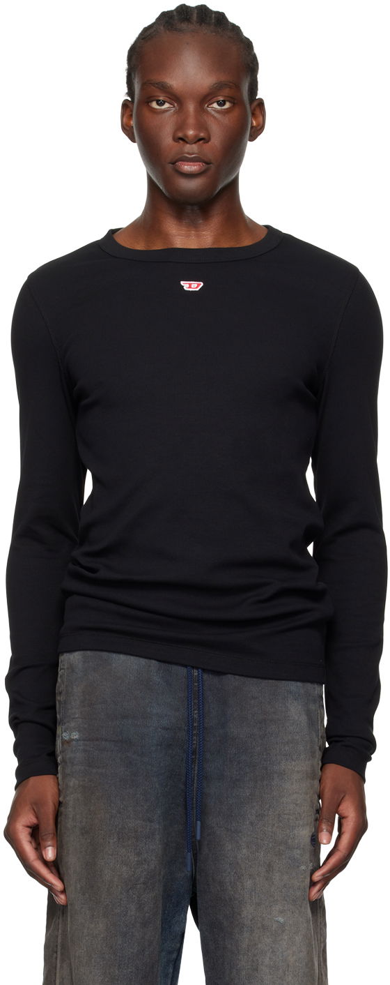 T-paita Diesel Long Sleeve Ribbed T-Shirt Musta | A14951-0EJAI-9XX