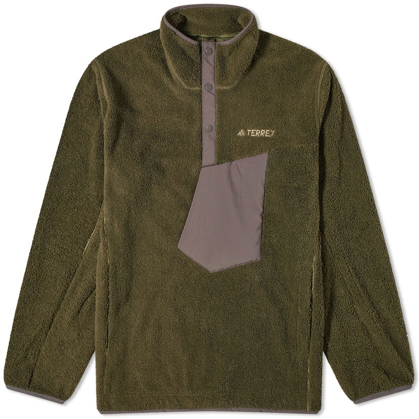 Huppari adidas Originals XPL PILE SNAP Olive Strata Vihreä | IN0011