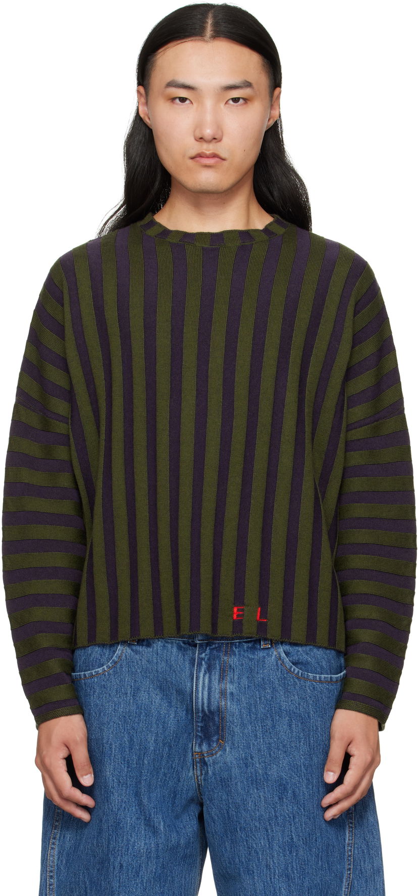Villapaita Eckhaus Latta Eckhaus Latta Striped Cropped Sweater Violetti | 8026-EL-PF25-M