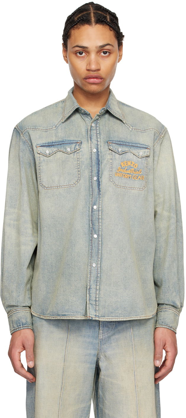 Paita KENZO Verdy x Drawn Varsity Denim Shirt Sininen | FE55DC4136E8