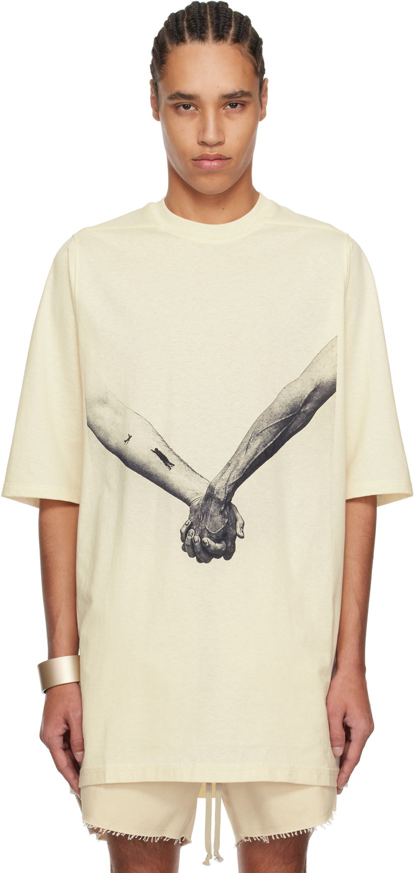 T-paita Rick Owens Rick Owens Hollywood Jumbo T-Shirt Beige | RR01E5238 JNCP3