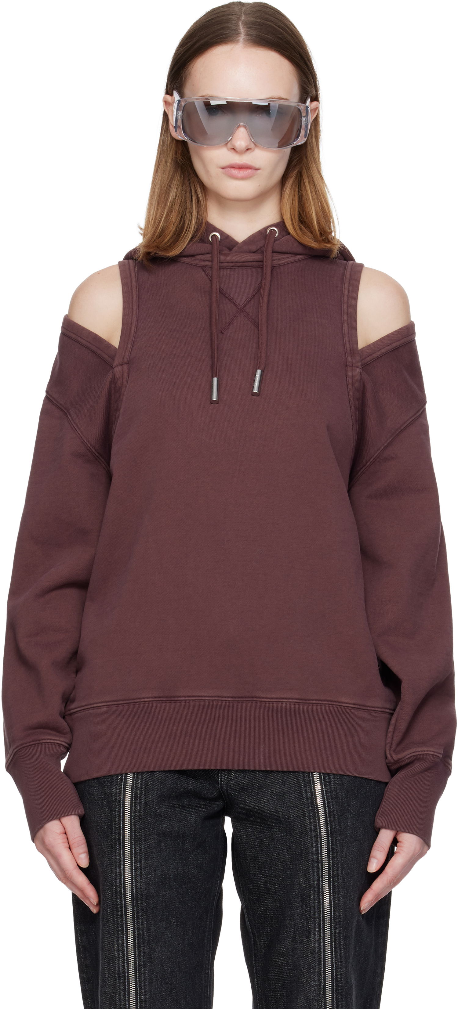 Huppari Jean Paul Gaultier Jean Paul Gaultier Cut Out Hoodie Burgundia | 25/04-W-TO361-J018-28, 0