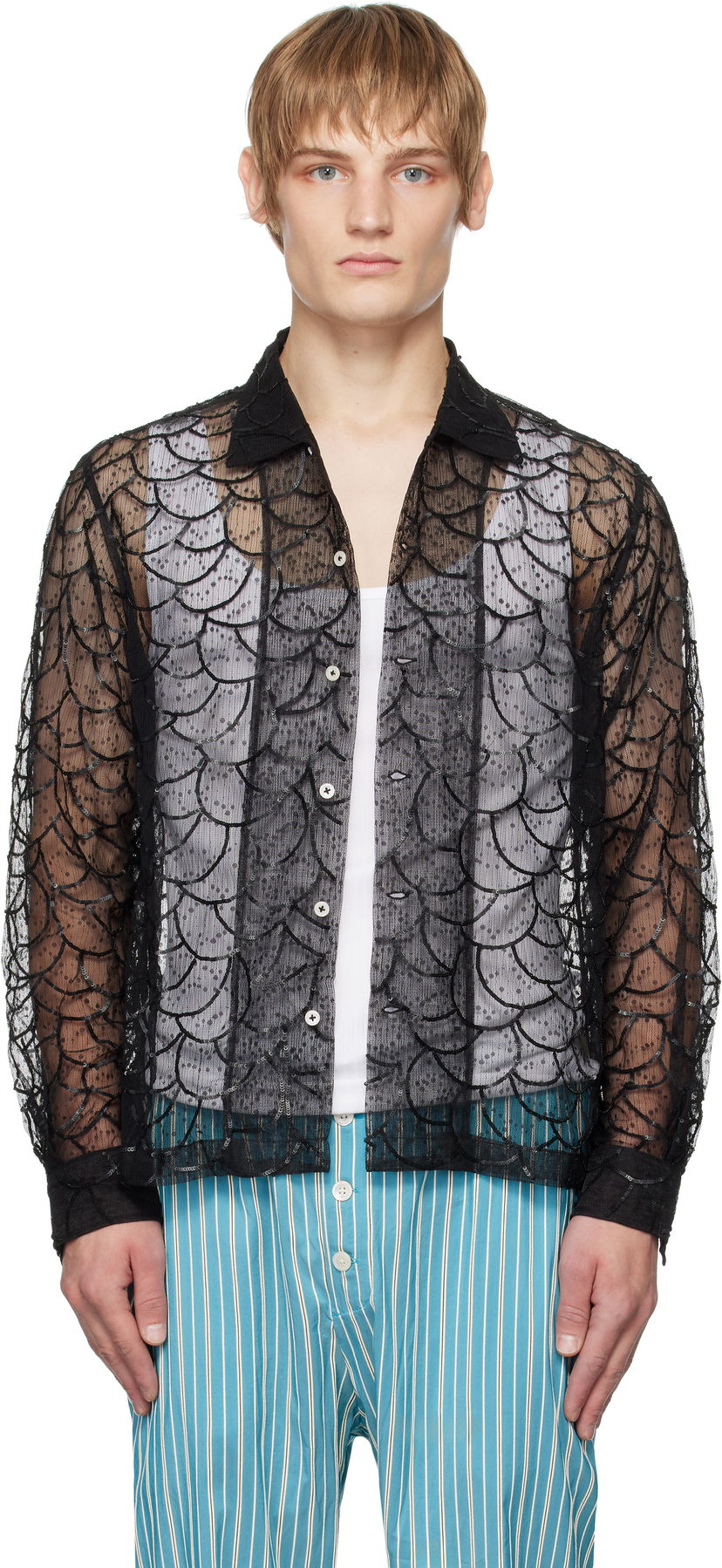 Paita Bode Long Sleeve Shirt Musta | MRF24SH052