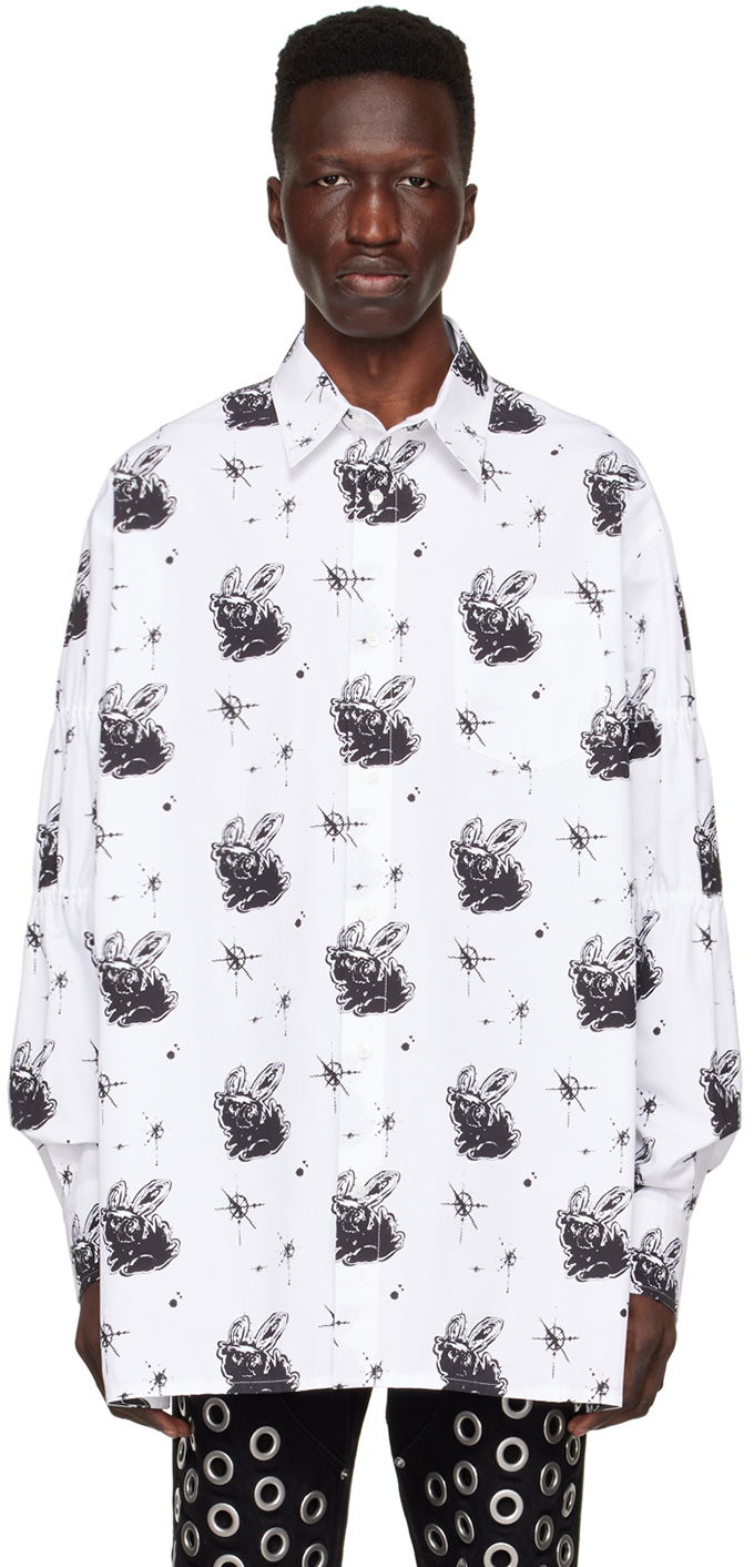 Paita We11done Printed Cotton Shirt Valkoinen | WD-BL1-22-142-M-WH