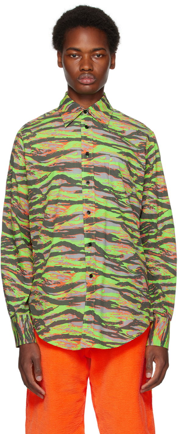 Paita ERL Abstract Print Long Sleeve Shirt Vihreä | ERL06B005