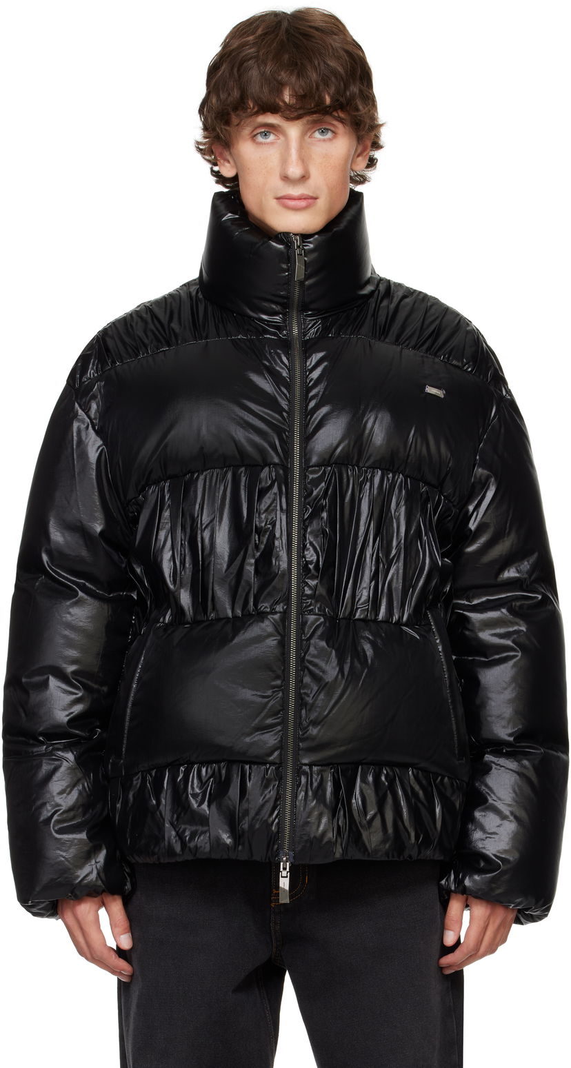 Puffer takki ADER ERROR Gathered Down Jacket Musta | BN01FWDW0101BK