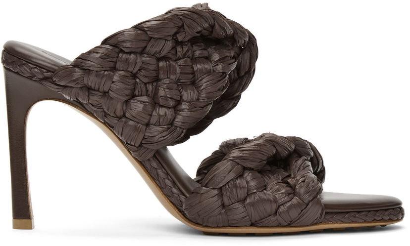 Tennarit ja kengät Bottega Veneta Bottega Veneta 'The Curve' Raffia Heeled Sandals Ruskea | 651398 V0GM0