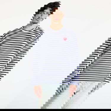 T-paita Comme des Garçons Comme des Garçons PLAY Stripe Emblem Long Sleeve Tee Tummansininen | AX-T806 NAVYxWHITE, 0