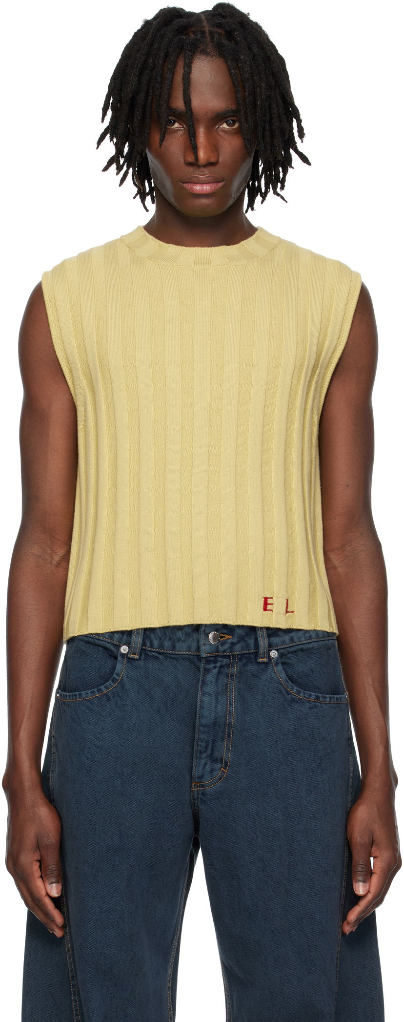 Villapaita Eckhaus Latta Eckhaus Latta Knitted Cropped Vest Keltainen | 8025-EL-PS25-DO - DOMINO