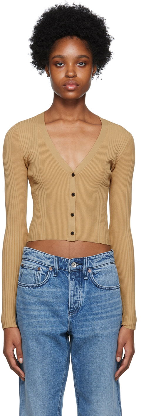 Villapaita rag & bone Rib Knit Cardigan Ruskea | WAS22FS038WD38