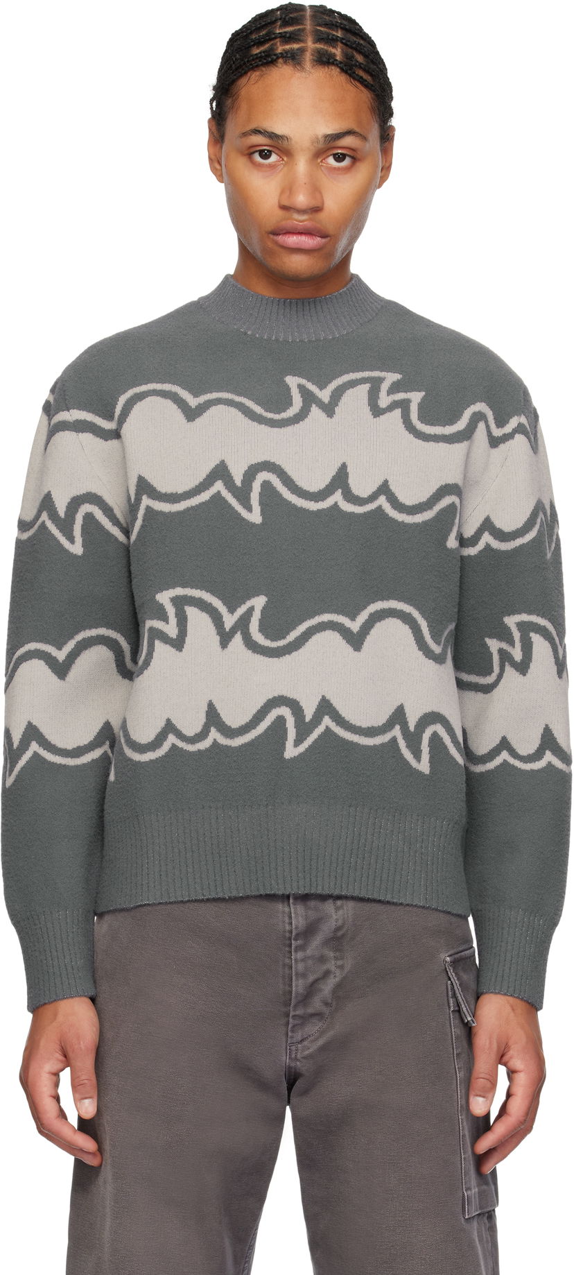 Villapaita Bluemarble Jacquard Knit Sweater Harmaa | SW36 KN18B24 GRE