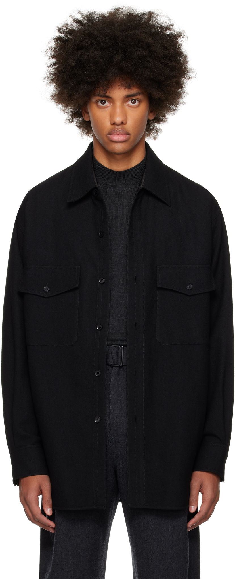 Paita LEMAIRE Lemaire Two Pockets Overshirt Musta | OV1001 LF608