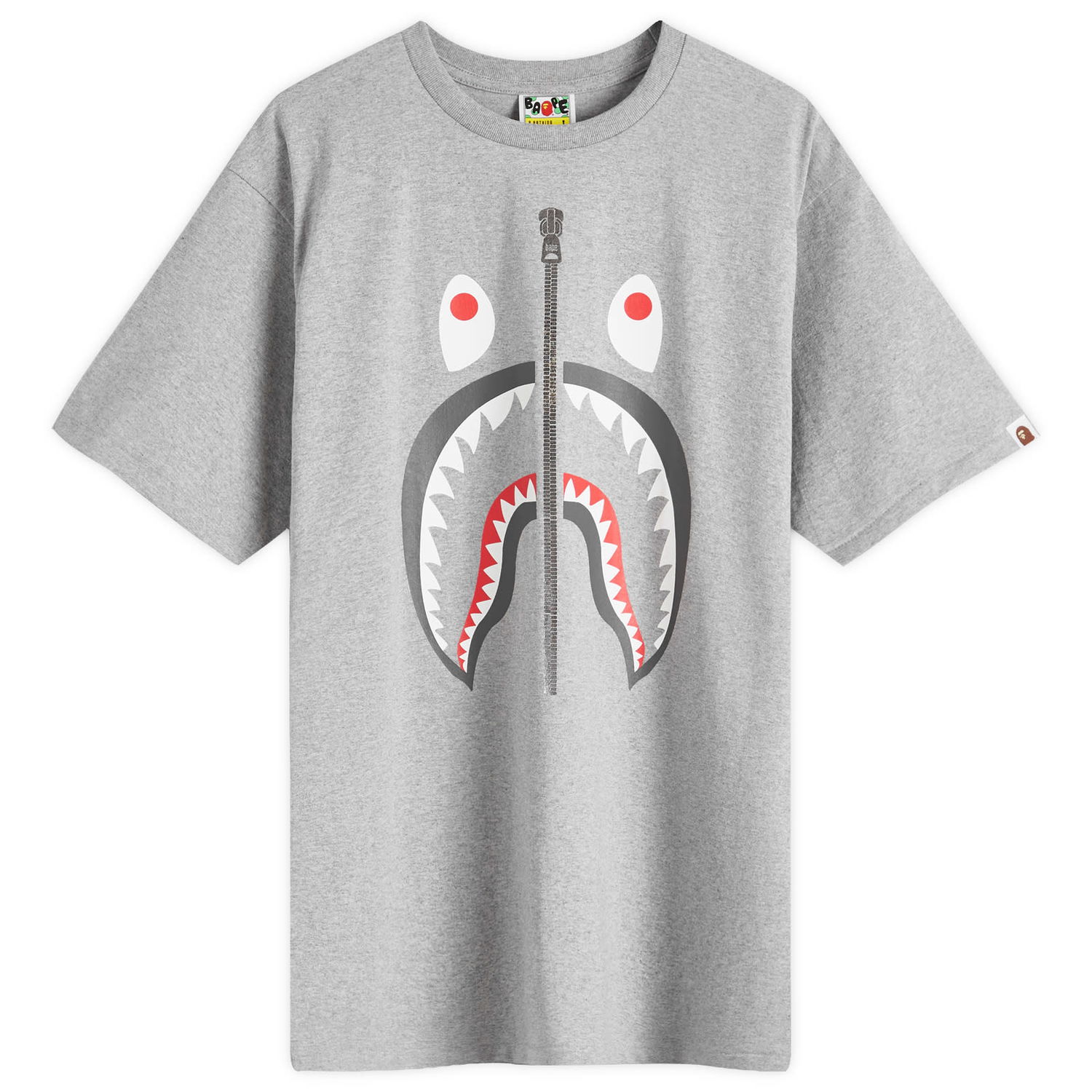 T-paita BAPE A Bathing Ape Men's Shark T-Shirt in Grey, Size Large | END. Clothing Harmaa | 001TEK301003M-GRY, 0