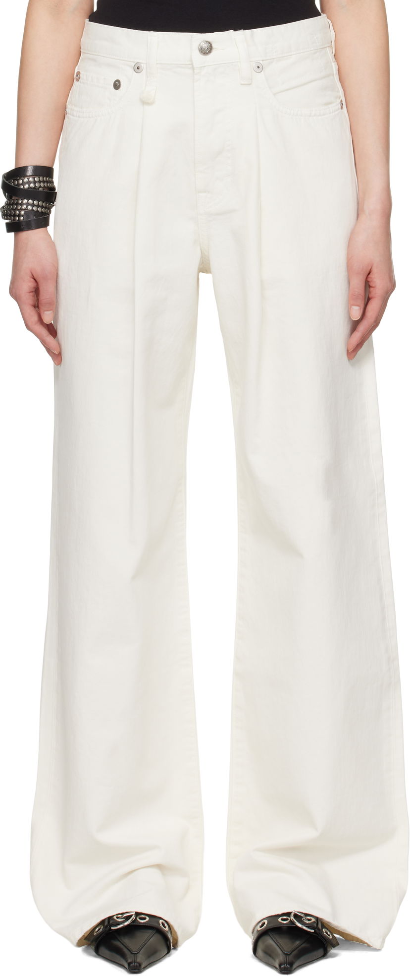 Jeans R13 R13 Damon Pleated Wide Leg Jeans Valkoinen | R13W3147-D298A