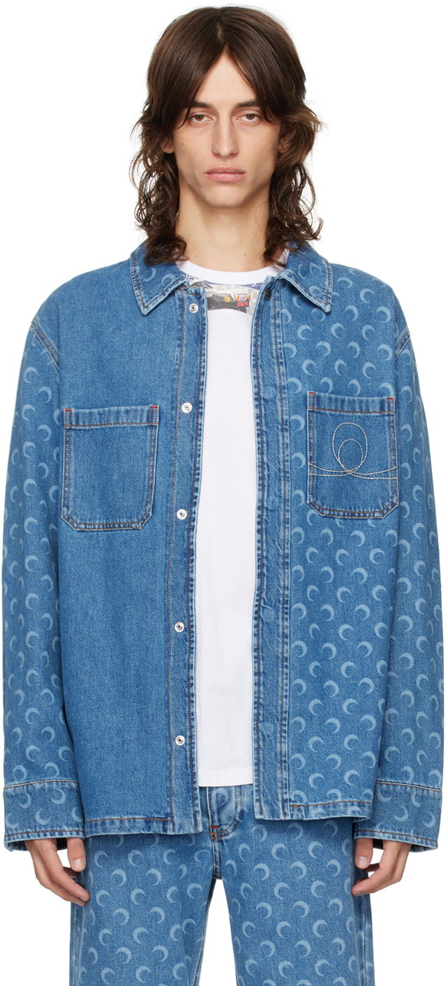 Paita Marine Serre Marine Serre Moon Laser Denim Jacket Sininen | MSI033A CDEN0001