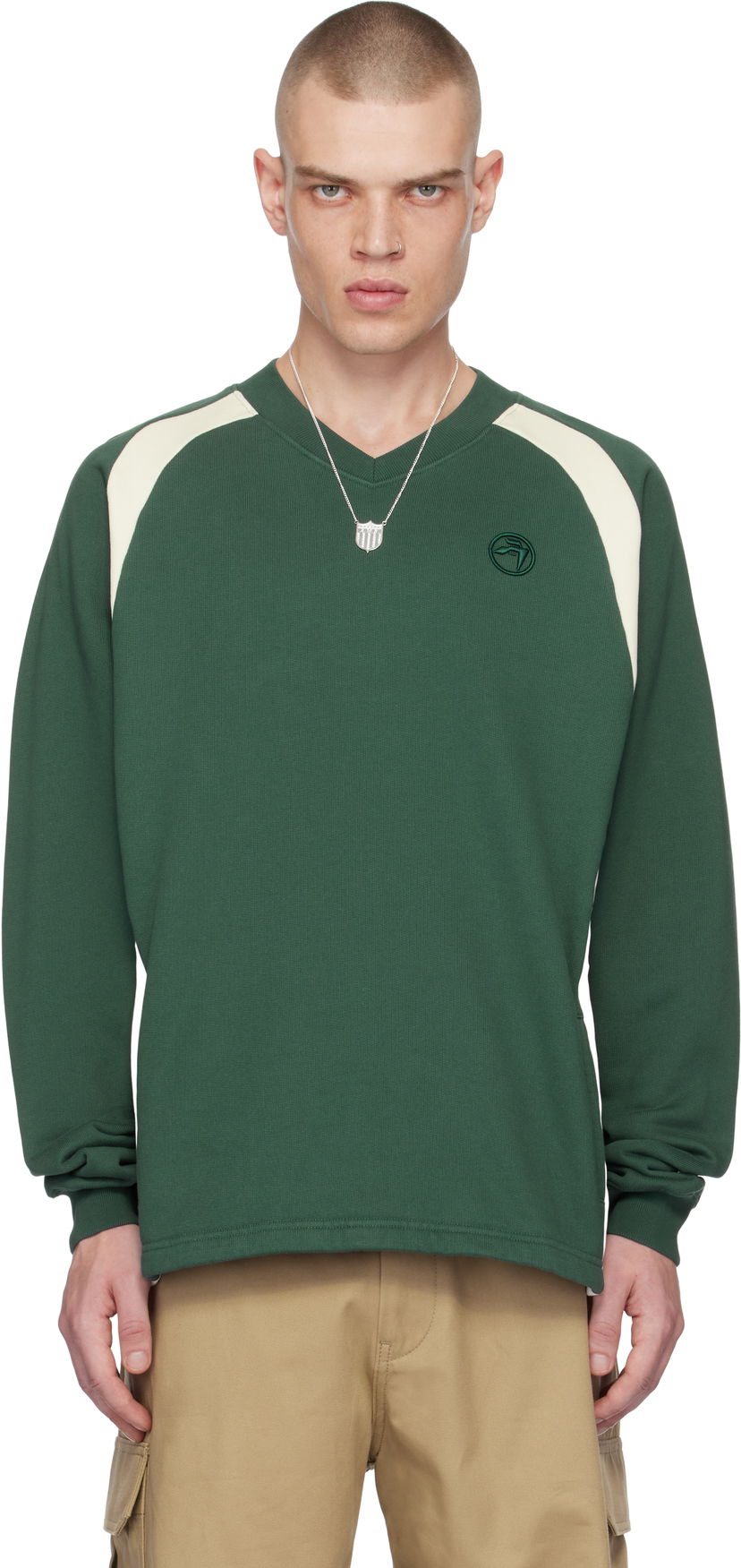 Huppari Ambush V-Neck Long Sleeve Sweatshirt Vihreä | BMBA007F24FLE0015231