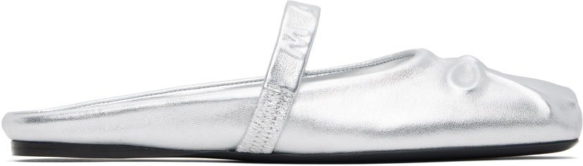 Vaatteet Marni Marni Leather Little Bow Sabot Slippers Metallinen | SBMS010400 PR695