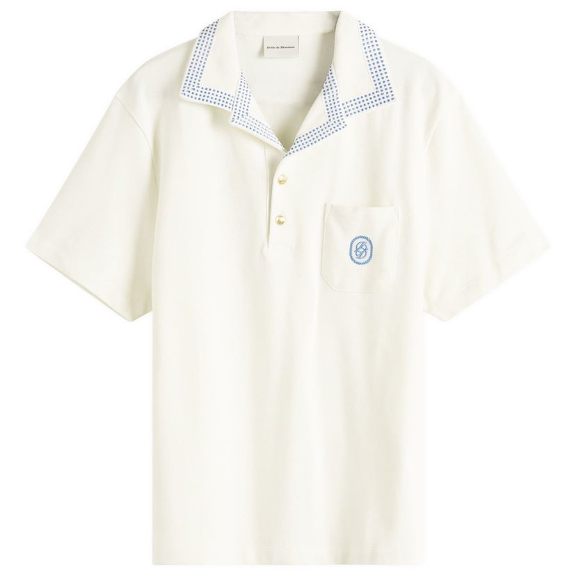 Poolopaita Drôle de Monsieur Checkerboard Pique Polo Shirt, Size Large Valkoinen | G-PL144-CO162-OW