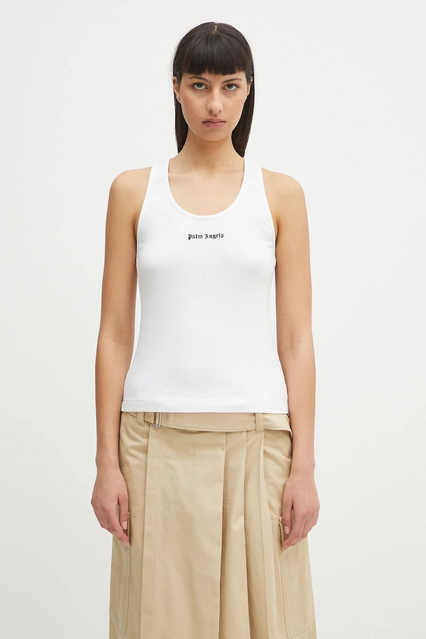 Tankkitoppi Palm Angels Palm Angels Classic Logo Rib Tank Top Valkoinen | PWAC020C99FAB0010110