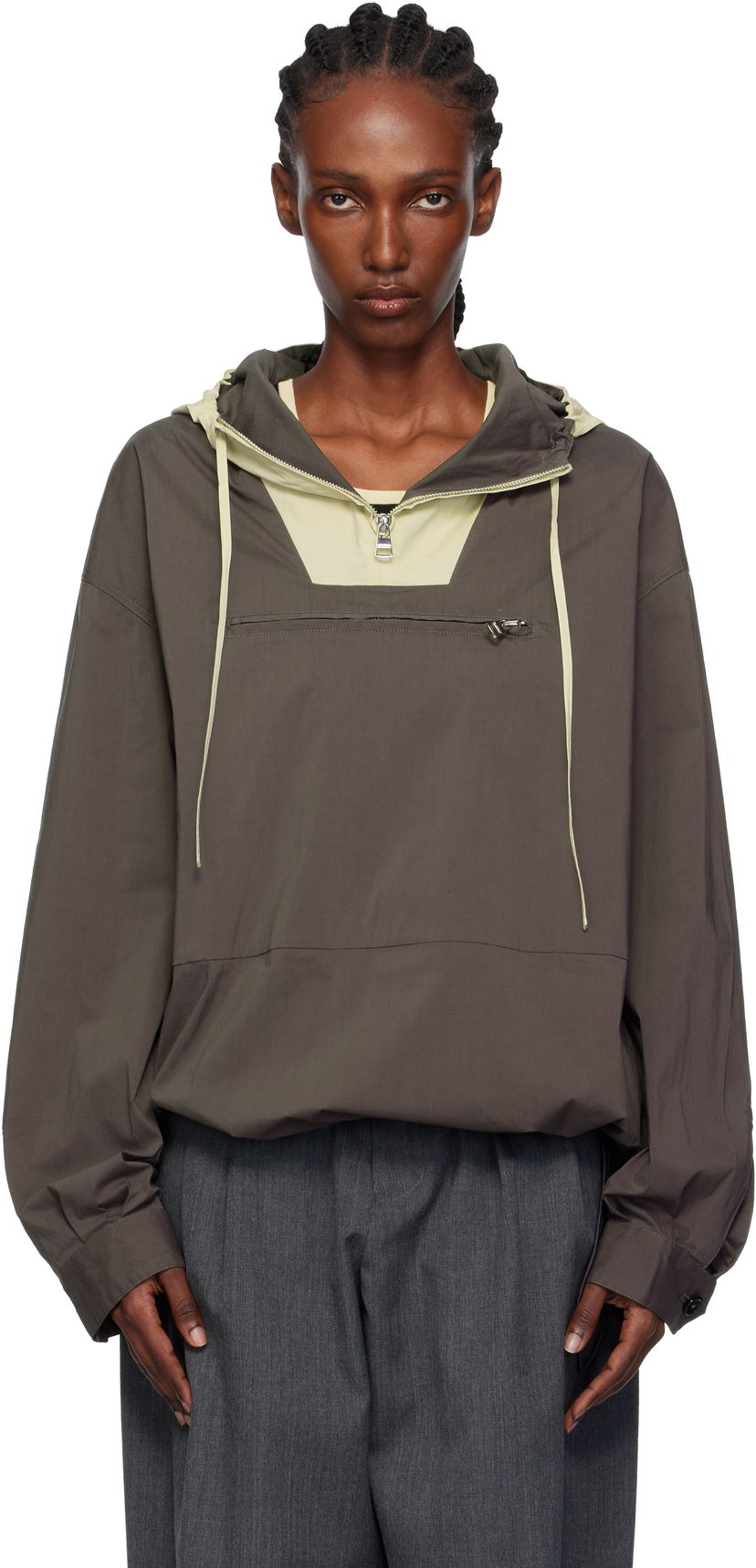 Tuulitakki JW Anderson JW Anderson Contrast Hood Anorak Ruskea | JK0415-PG1838