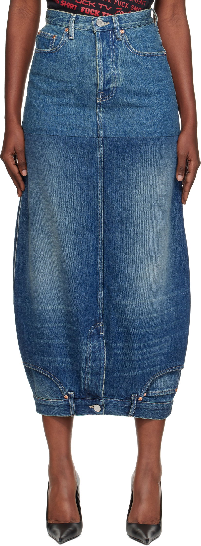 Hame VETEMENTS Vetements Double Denim Midi Skirt Sininen | WH76DK880VBBG
