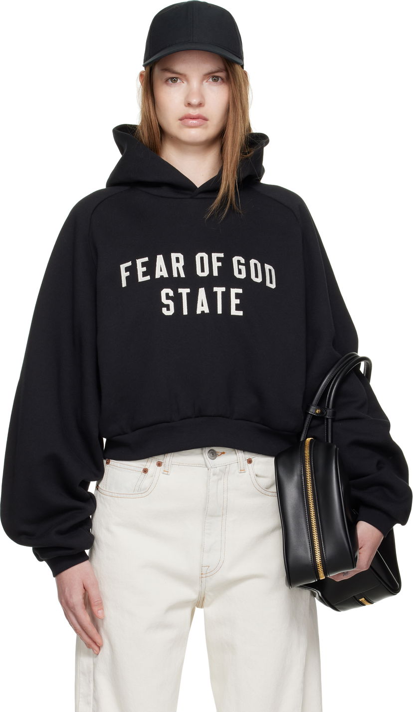 Huppari Fear of God Fear of God ESSENTIALS Fleece Raglan Hoodie Musta | 192SP257820FW