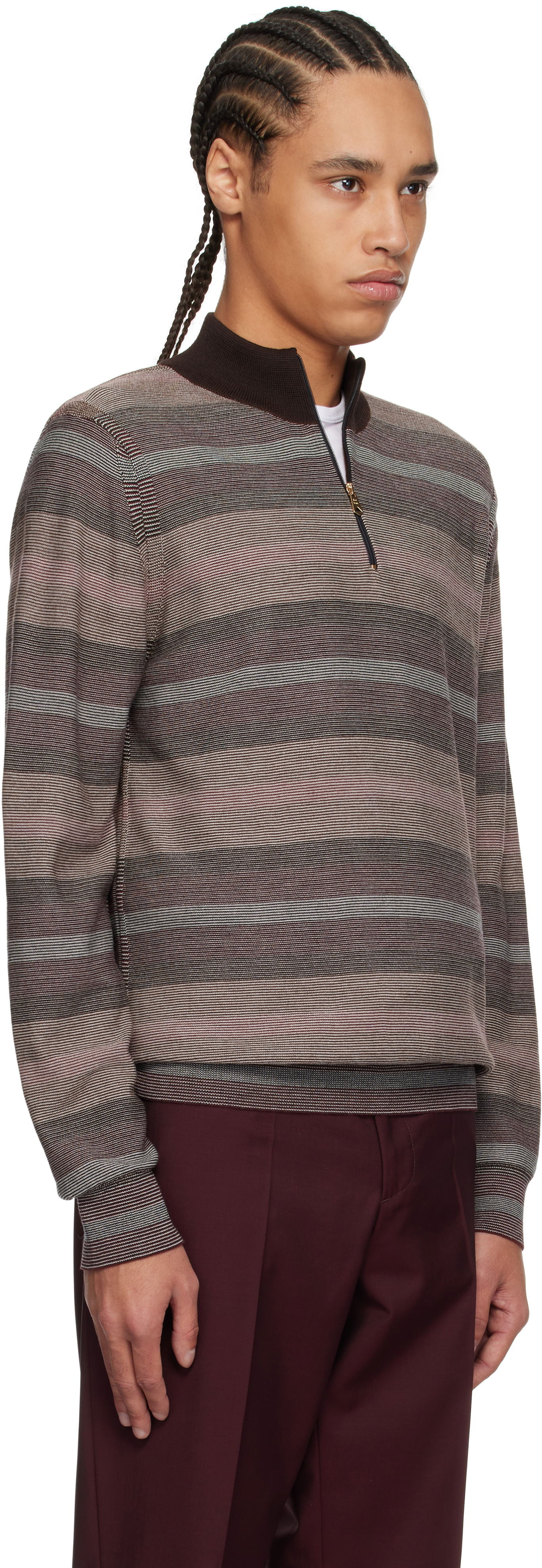 Villapaita Paul Smith Paul Smith Hazy Stripe Zip Sweater Ruskea | M1R-254Z-P02590-92, 1
