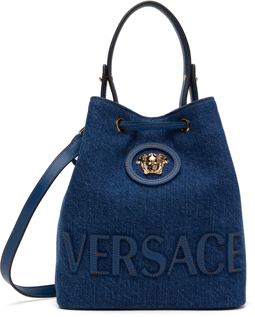 Käsilaukku Versace Versace 'La Medusa' Denim Bucket Bag Sininen | 1018297_1A04287_1UC7V