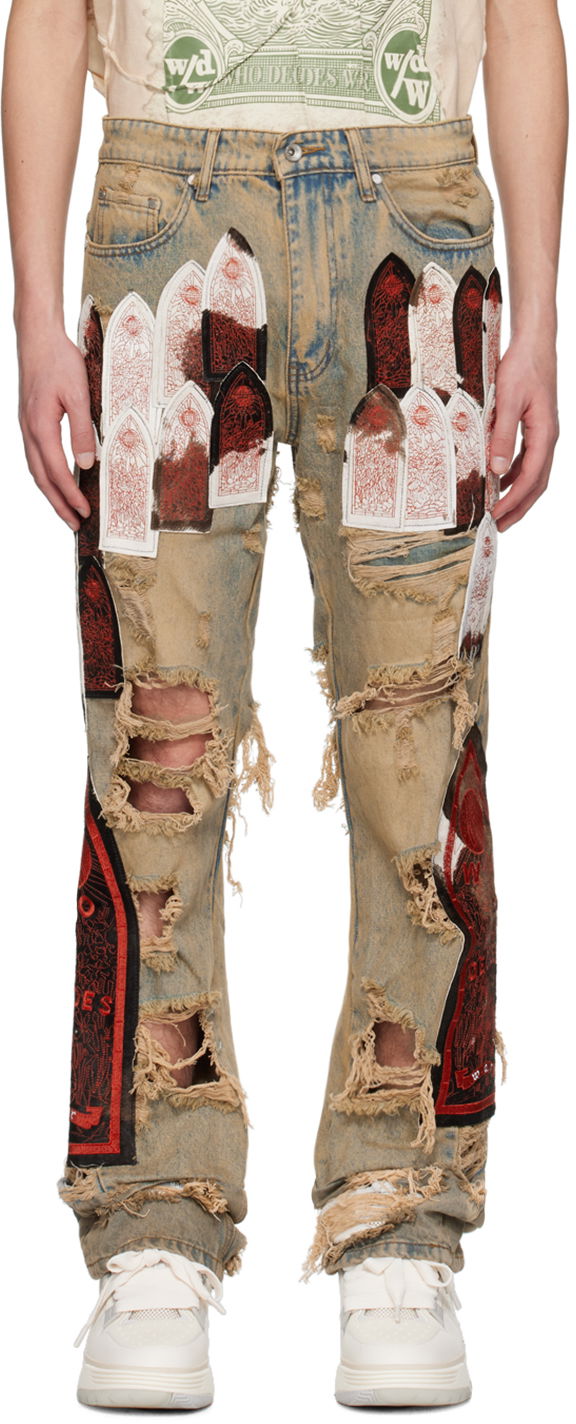 Jeans Who Decides War Sangre Patch Distressed Jeans Monivärinen | 1120930030SS24