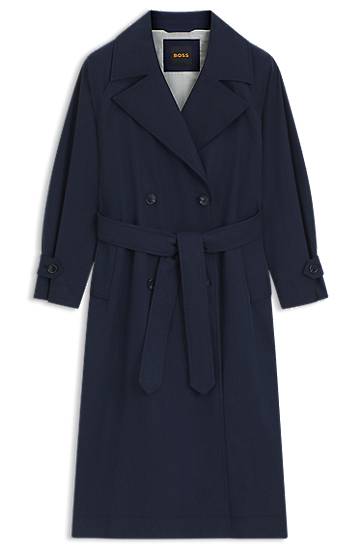 Trenssitakki BOSS BOSS Peached Fabric Trench Coat Tummansininen | 50543216