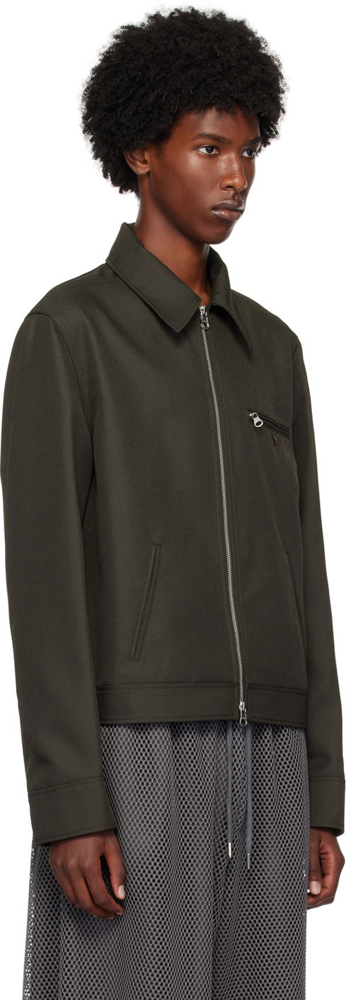 Bomber-takki Courrèges Signature Retro Zip-Up Jacket Vihreä | 324CBL204PL0056, 1