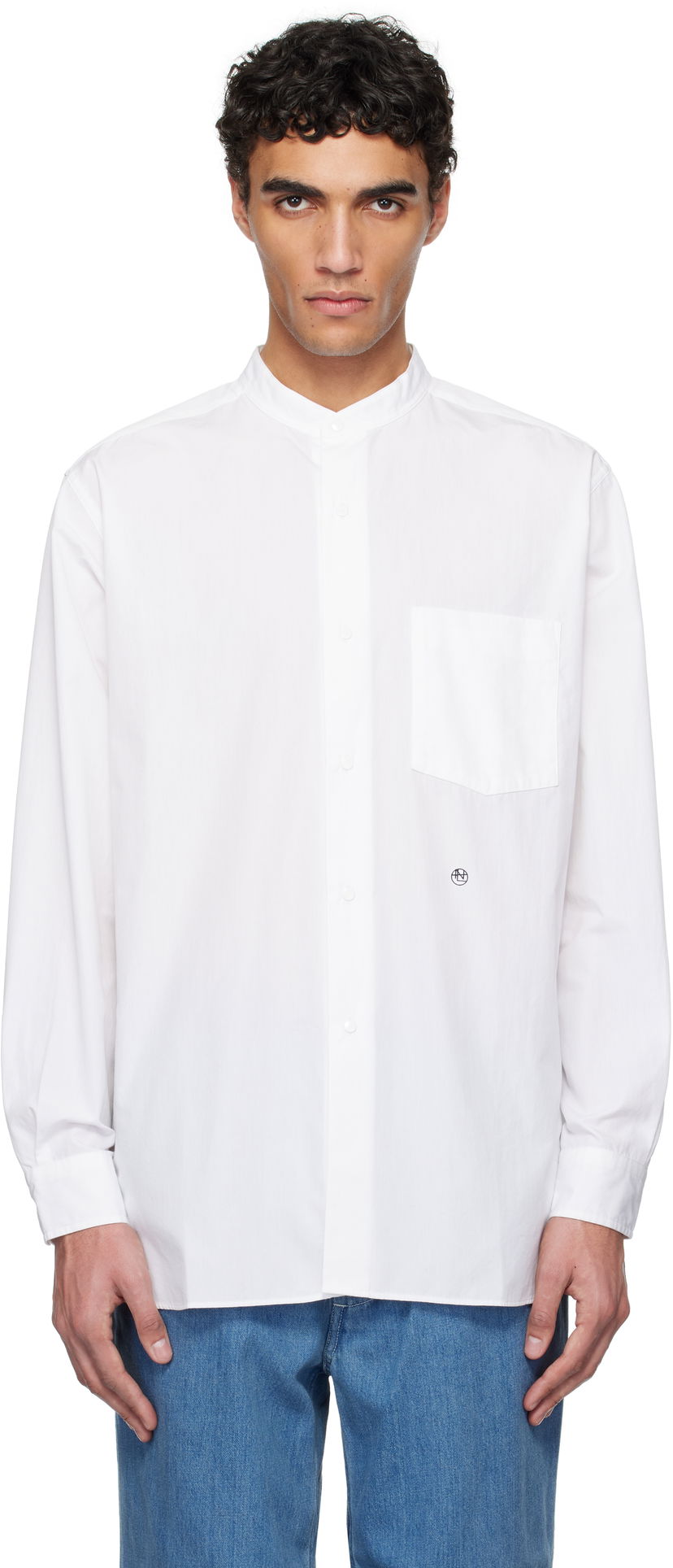Paita NANAMICA Nanamica Band Collar Shirt Valkoinen | S25SG092U