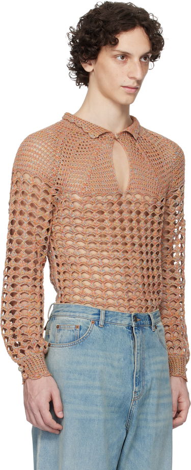 Villapaita Valentino Valentino Cotton & Linen Knit Polo Sweater Oranssi | 6V0KC34AAUTAH2, 1