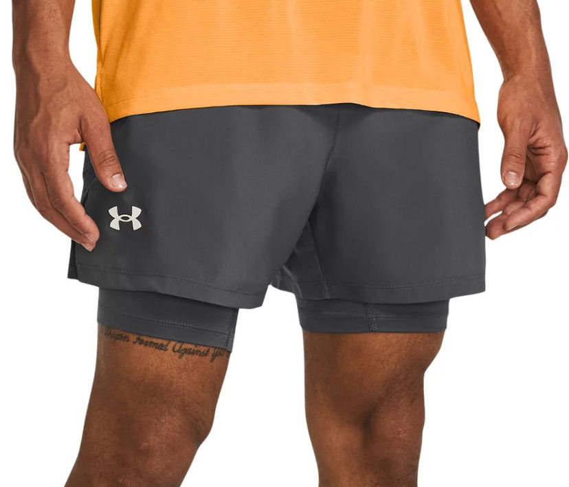 Shortsit Under Armour UA LAUNCH 5'' 2-IN-1 SHORTS-GRY Musta | 1382640-025