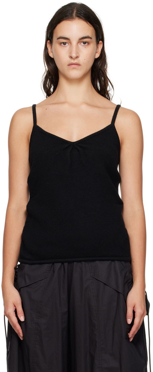 Tankkitoppi We11done We11done V-Neck Knit Camisole Musta | WD-KT3-23-607-W-BK