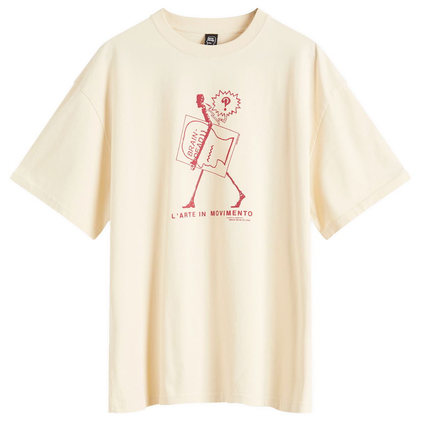T-paita Brain Dead Brain Dead Movimento Graphic T-Shirt, Size Large Beige | BDP25T00O044-CRM