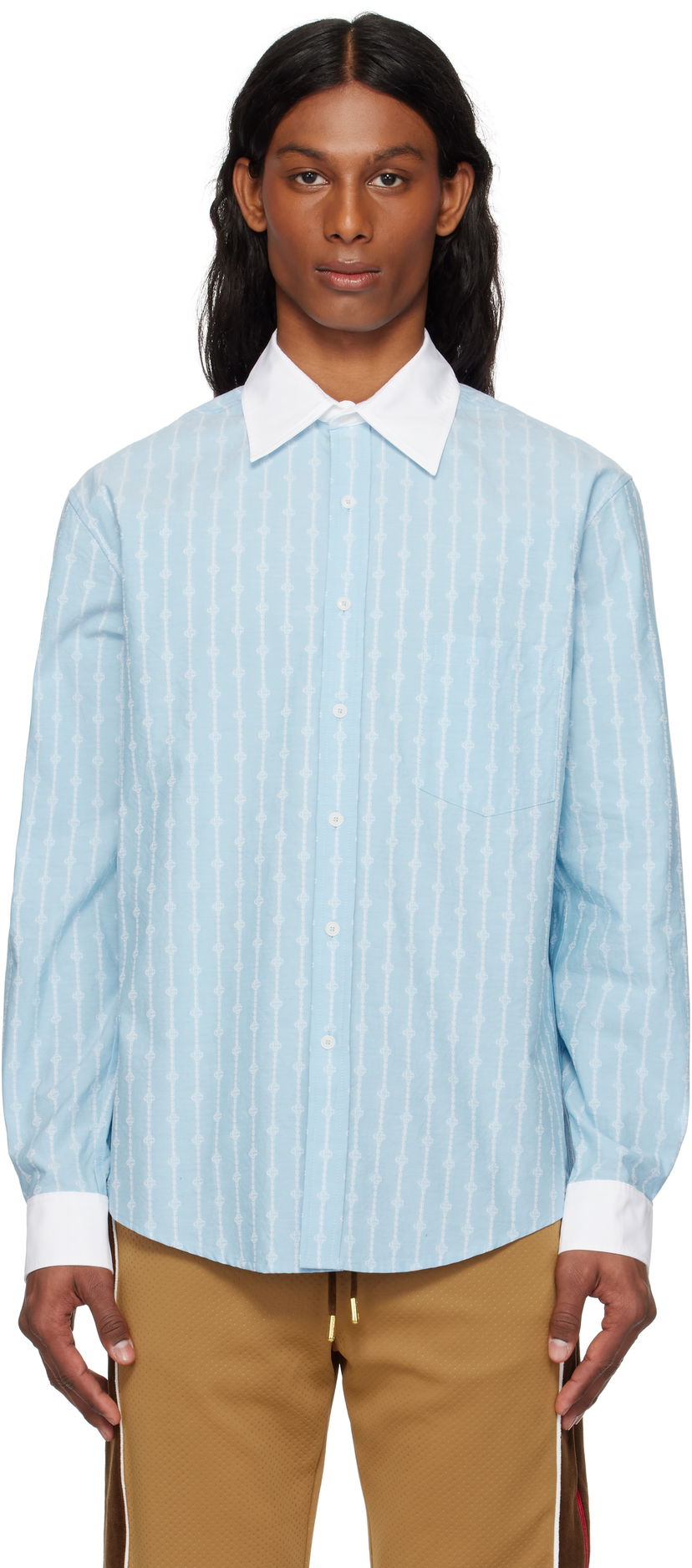 Paita Casablanca Casablanca Laurel Stripe Jacquard Shirt Sininen | MS25-SH-175-01