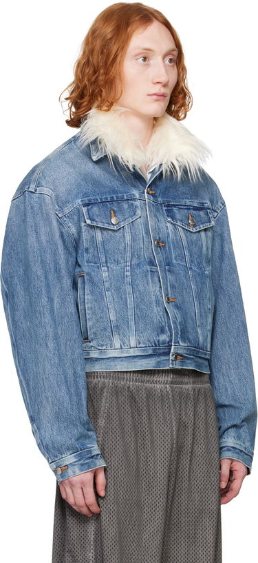 Takki Alexander Wang Alexander Wang Rounded Trucker Denim Jacket with Faux Fur Collar Sininen | 6WC1252066, 1