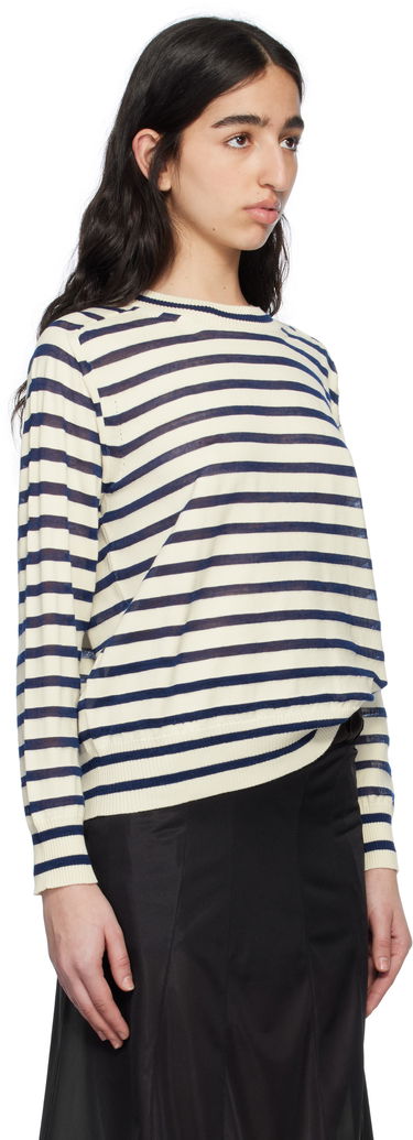 Villapaita Comme des Garçons Comme Des Garçons Horizontal Stripe Cotton Sweater Valkoinen | TO-N007-S25, 1
