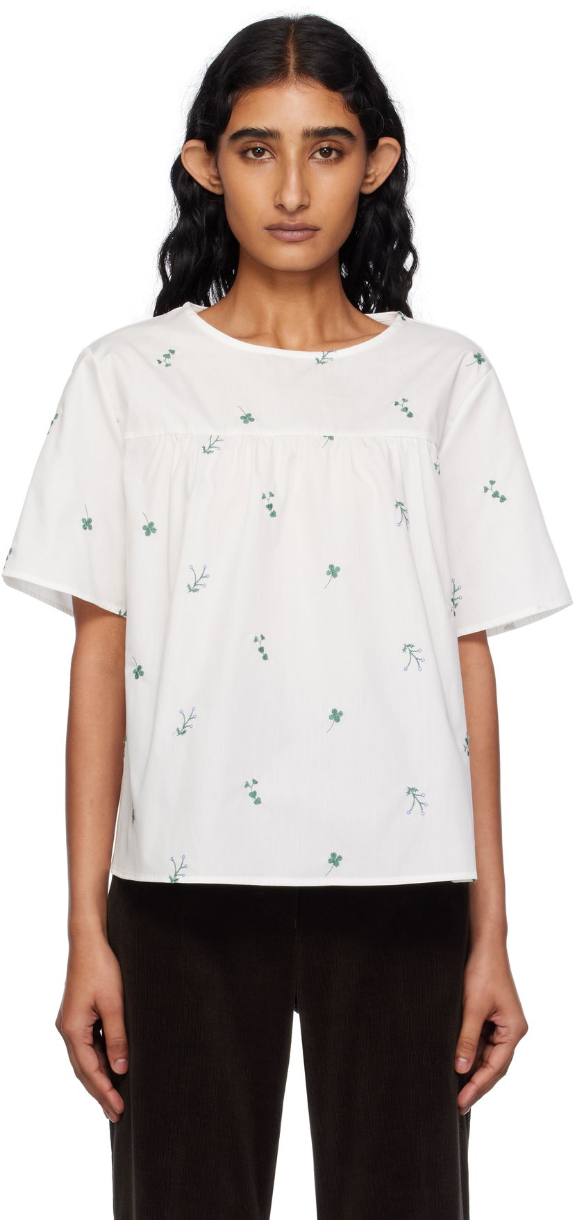 T-paita Max Mara Weekend Max Mara Edita Floral Embroidered Top Valkoinen | 2515941072600