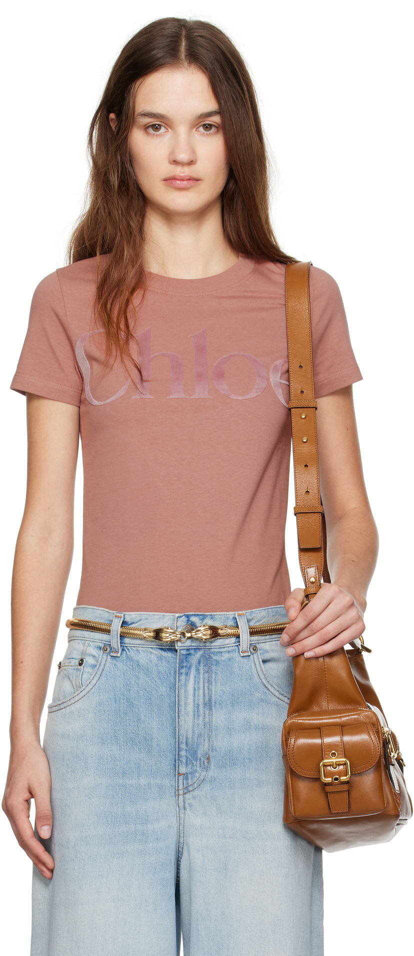 T-paita CHLOÉ Fitted T-shirt Vaaleanpunainen | CH24WJH03184