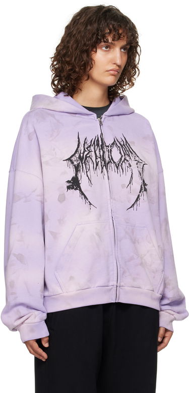 Huppari We11done Graphic Print Zip-Up Hoodie Violetti | WD-TJ3-24-878-U-PP, 1