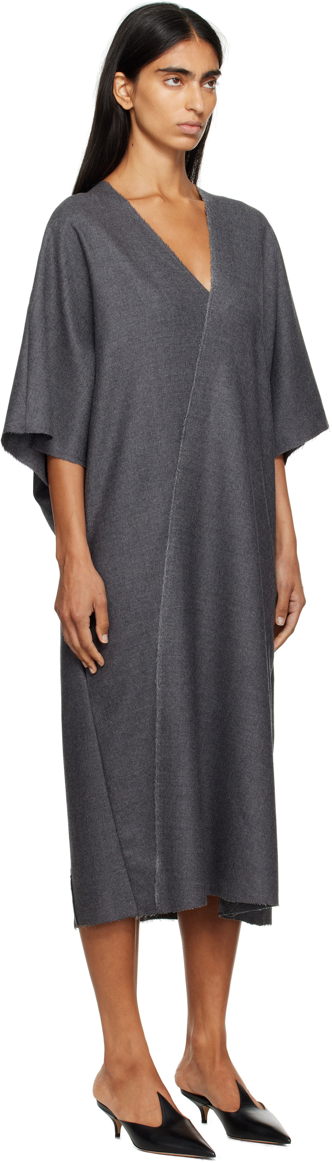 Mekko Maison Margiela MM6 Maison Margiela Raw Edge Midi Dress Harmaa | S52DD0066 M35466, 1