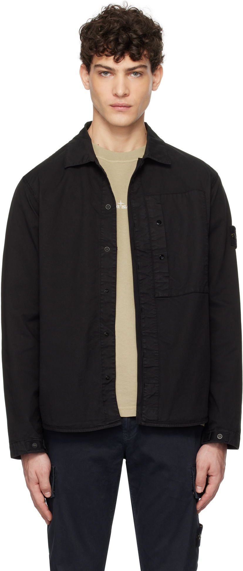 Paita Stone Island Stone Island Supima Cotton Twill Stretch-TC Overshirt Musta | K1S15 1200033 S0010